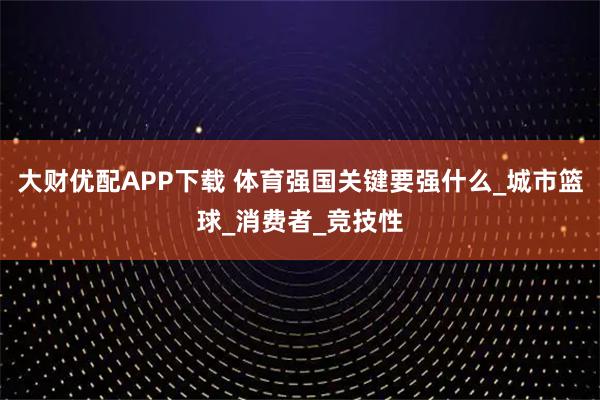 大财优配APP下载 体育强国关键要强什么_城市篮球_消费者_竞技性